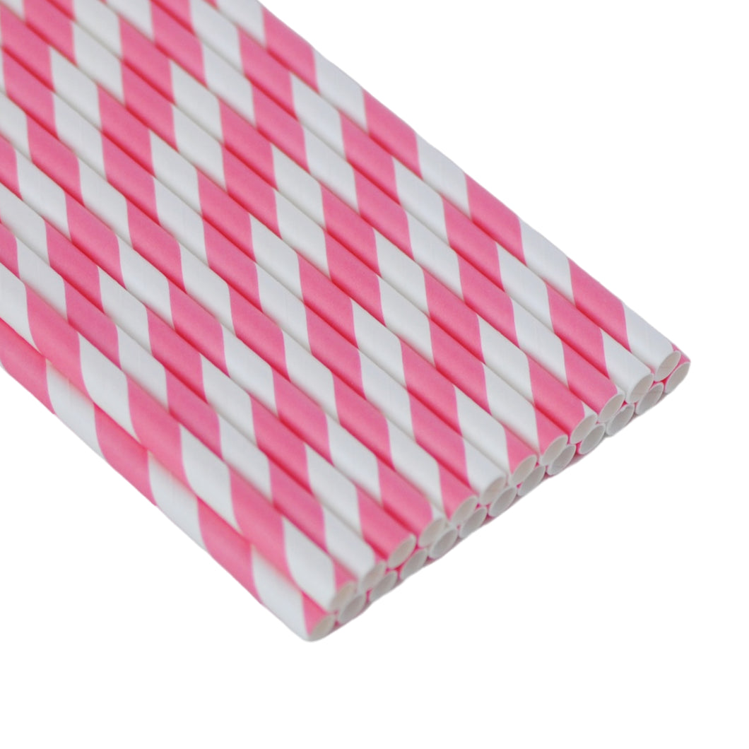 Paper Straws, Pink and White (Pack of 24)